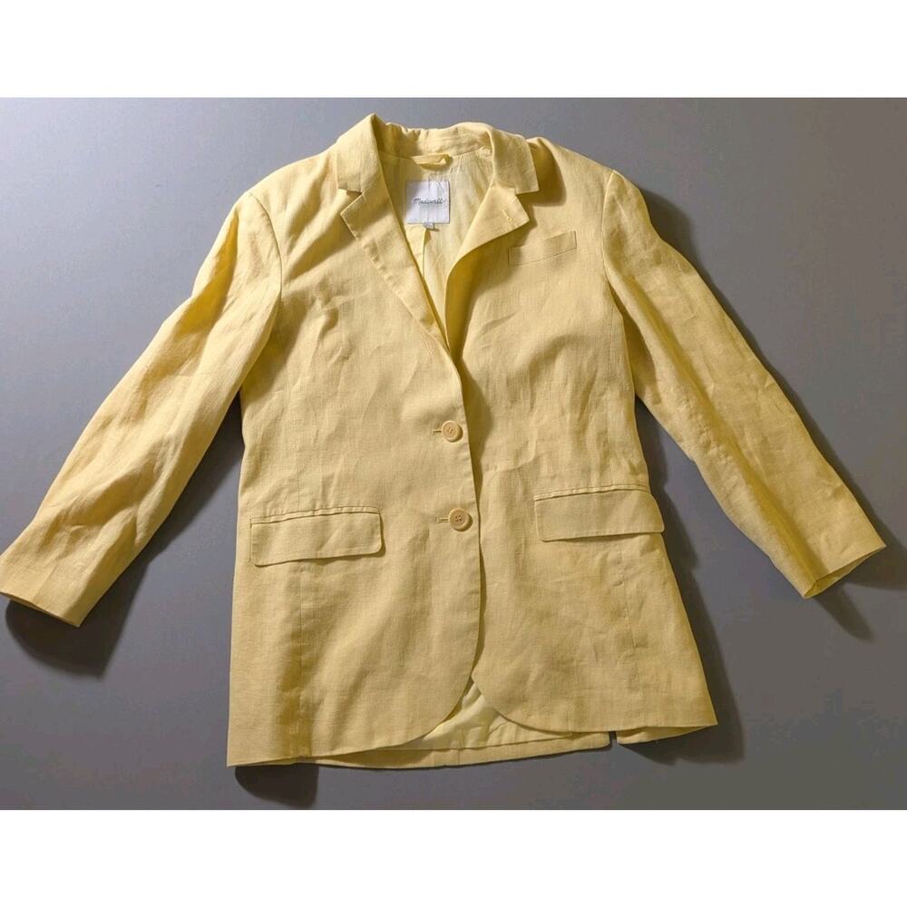 Madewell Butter Yellow Linen Blazer Womens Small Oversized Tailored Jacket
